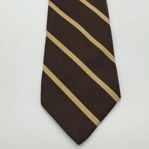 KETCH Men's Striped Silk Necktie Brown Gold Formal Business